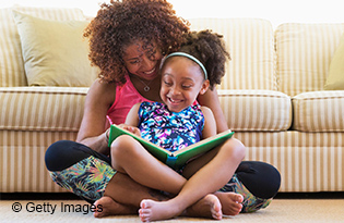 Mother and daughter read together